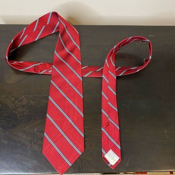 Brooks Brothers Other - Brooks Brothers silk red with white and black striped tie